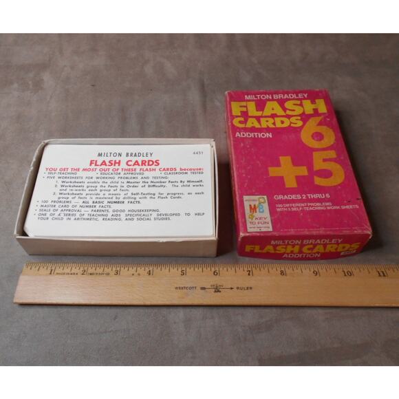 Vintage 1975 Milton Bradley Flash Cards Addition #4451 Complete Grade 2-6 - Picture 2 of 12